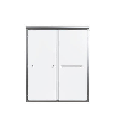 Porte de douche coulissante double semi-sans cadre H 56 po x l 72 po x H 72 po, porte de douche de dérivation de 1/4 po (6 mm) d'épaisseur en verre trempé de style GSC, chrome