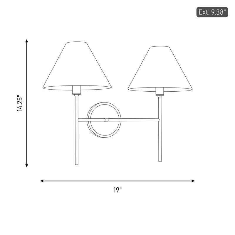 Chapman & Myers Ridgewood Bathroom Bedroom Wall Fixture With White Linen Shade, 14.25" H x 19" W x 9.375" D, Burnished Brass