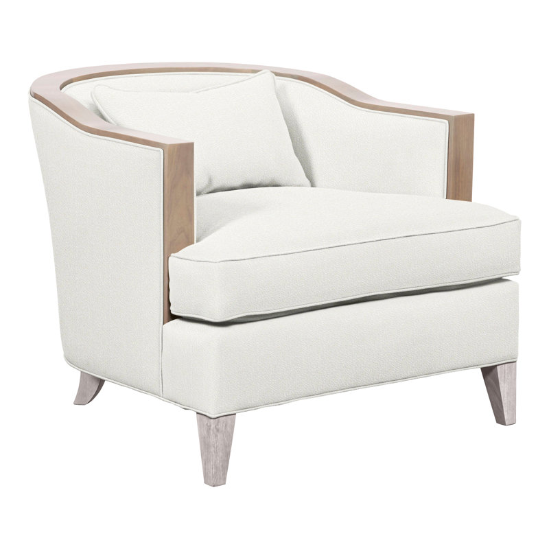 Thom Filicia Home 32.5" Wide Barrel Chair, Dove Gray, Kempsey Sheepskin Polyester Blend