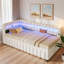 Upholstered Daybed With Led Lights, Usb Ports And Pull Out Trundle Bed-441099948