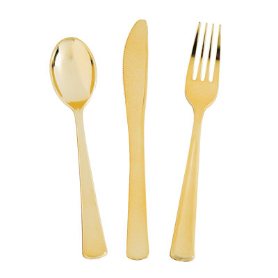 Premium Metallic Plastic Cutlery - 24 Pieces