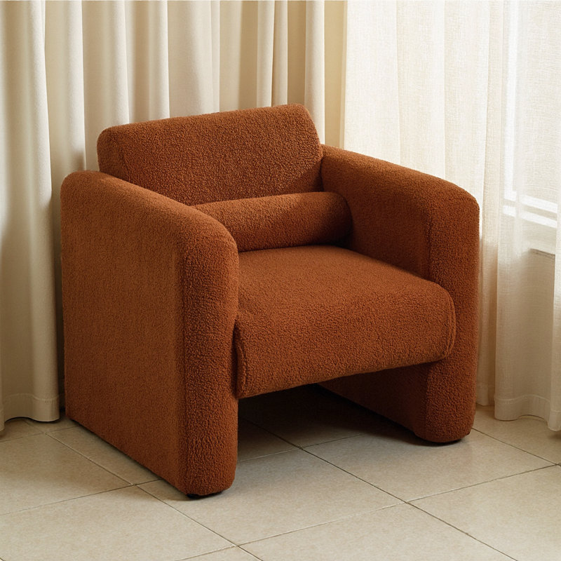 Chaise d'appoint en sherpa Mae avec coussin lombaire Mae, Orange brûlé