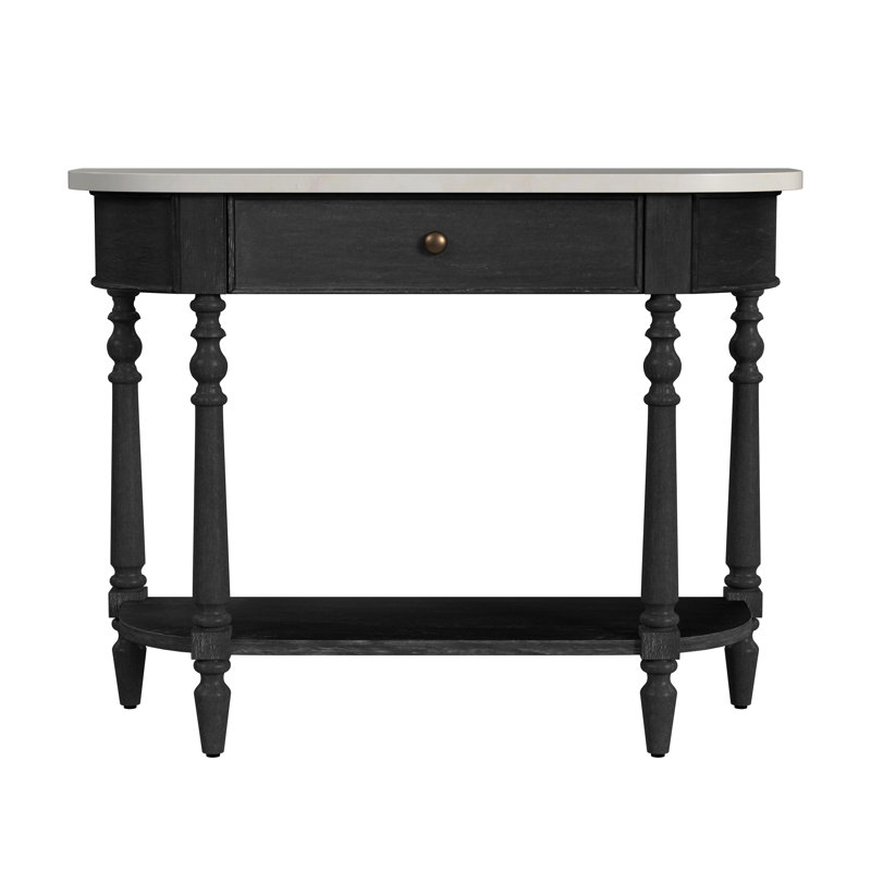 Danielle Marble 40" one- drawer Console Table, Black