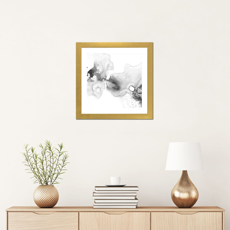 "Fumée & Water I" par Ethan Harper, reproduction d’art, H 16 po x l 16 po x p 1 po, Blanc, Papier encadré doré