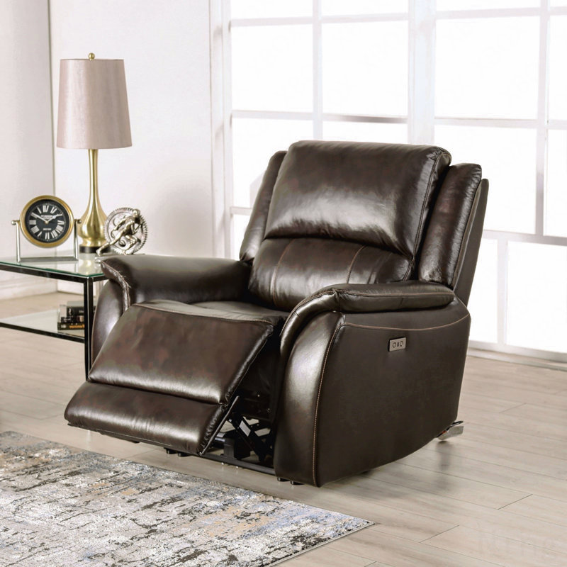 Espresso Transitional Power Recliner - Fully Upholstered, Pillow Top Arms, Espresso