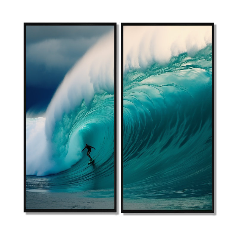 Hawaiian Waves Surf Dream I - Beige, reproduction d'art moderne sur toile, H 20 po x l 24 po, Noir