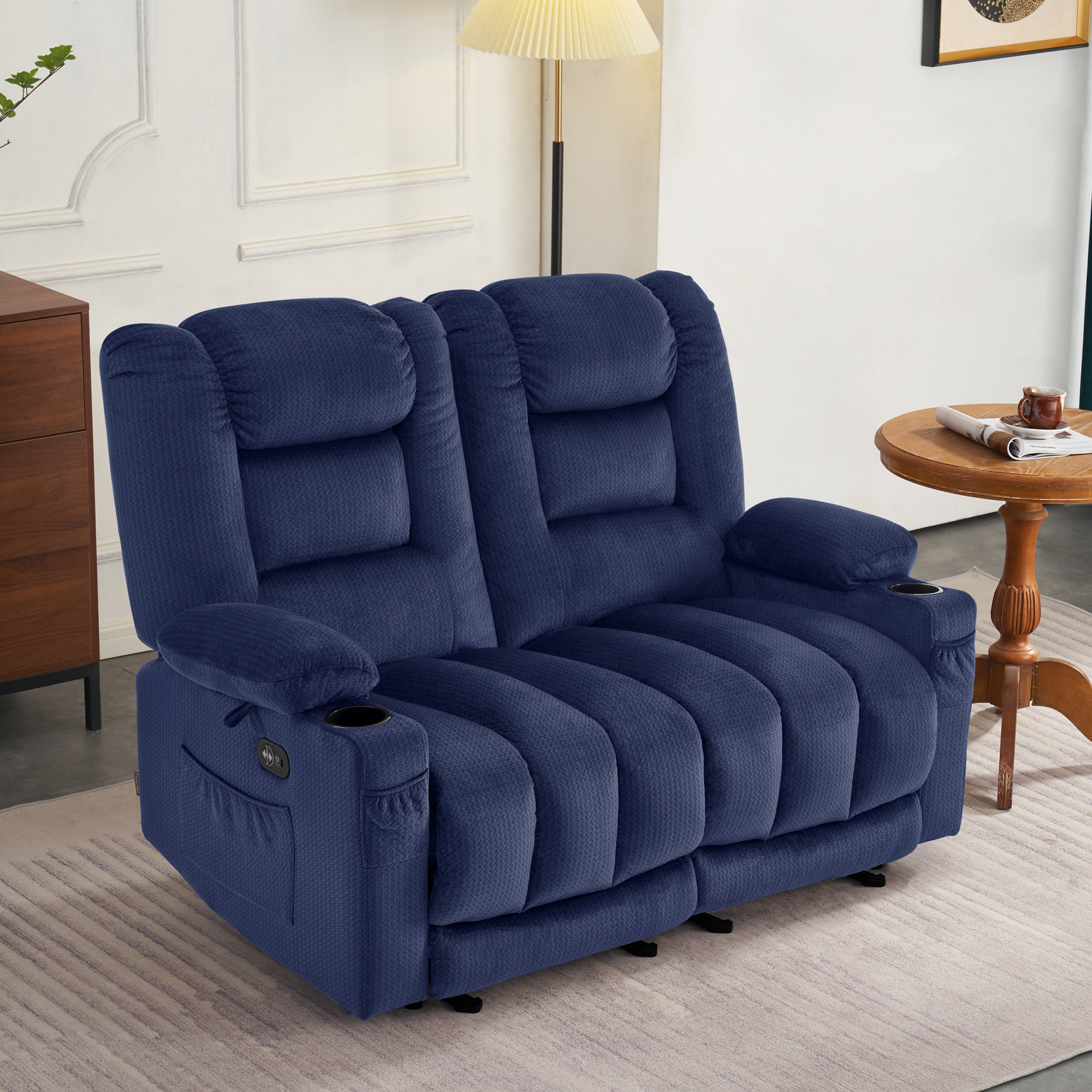 Newacme LLC Electric Reclining Loveseat Sofa with Heat and Massage ...