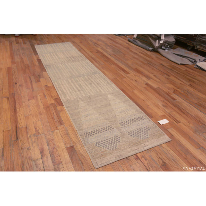 One-of-a-Kind 3' X 13' New Age Runner Area Rug Ivory/Gray/Brown