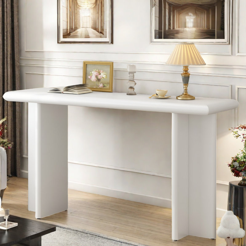 Tuckerman Modern Console Table With L-shaped Legs And Round Corners, White