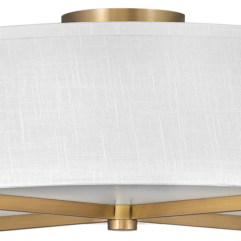 Plafonnier semi-encastré 3 lumières 19,5 po Axis, Laiton héritage, Blanc cassé