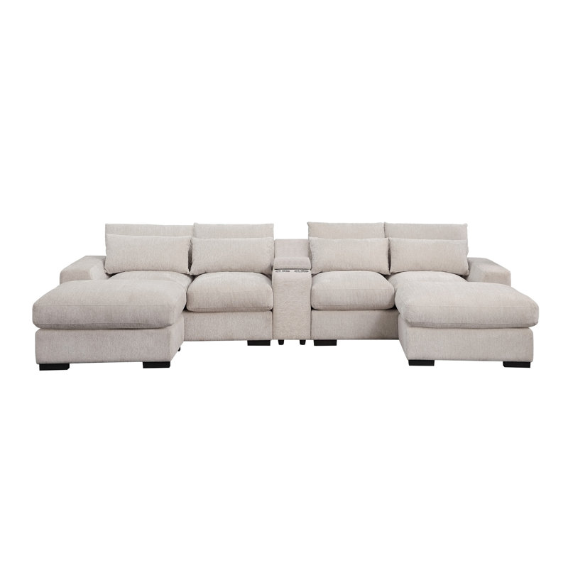 Canapé et méridienne rembourrés, Flanelle de coton beige