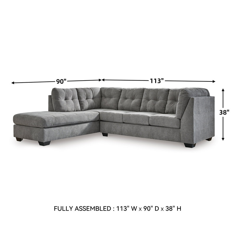 Ikumi Upholstered L-Shaped Sectional, Gray 100% Polyester, Left Hand Facing