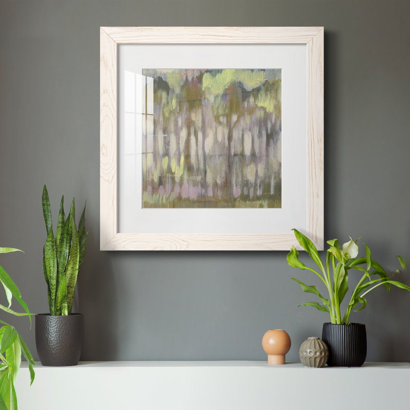 Arbres de vitrail II - reproduction encadrée de qualité supérieure - prête à être accrochée, Papier avec cadre blanc, Blanc