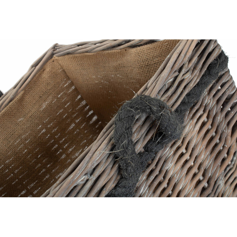 Wicker Storage Basket with Lining, Grey Wash, 35cm H x 30cm W x 30cm D