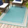 Hasad Modern Border Stripe Aqua/Beige Indoor/Outdoor Rug