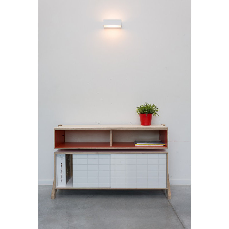 Derrall 115cm Sideboard, White/Foxy Orange and Orange
