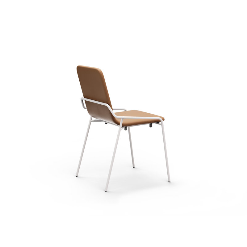 Dupont 18.5'' H Faux Leather Upholstered Side Chair, Camel, White