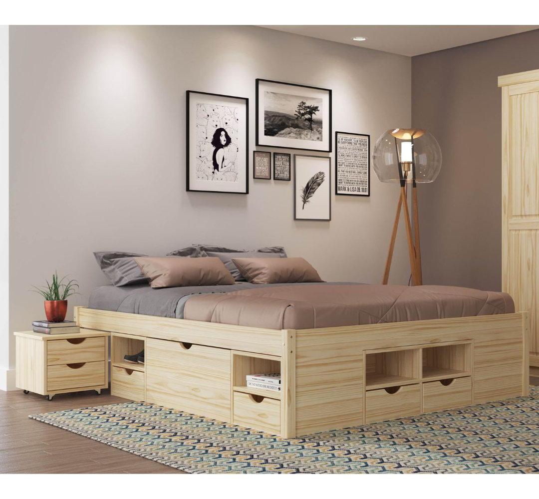 Bed with storage Chamarion - including bedside table