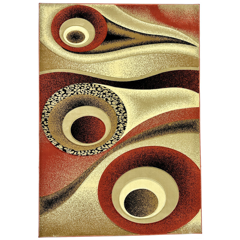 Walter Performance Abstract Indoor Rug, Round 6'6"