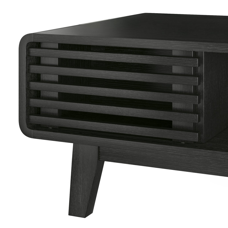 Modern Coffee Table With Storage, Black, 17.8" H x 14.2" L x 46" W