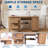 Large Folding Sewing Table, Sewing Machine Table with Storage Shelves, Rolling Side Desk with Compact Design-130480665
