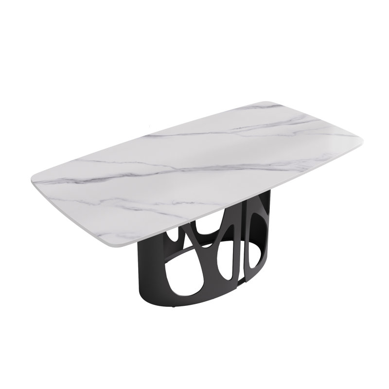 Table de salle à manger élégante en pierre frittée moderne et durable pour espaces polyvalents