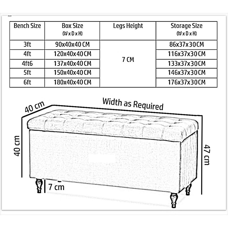 Cubed Wide Velvet Tufted Rectangle Solid Colour Footstool Ottoman Storage Box with Wooden Legs, 47cm H x 120cm W x 40cm D