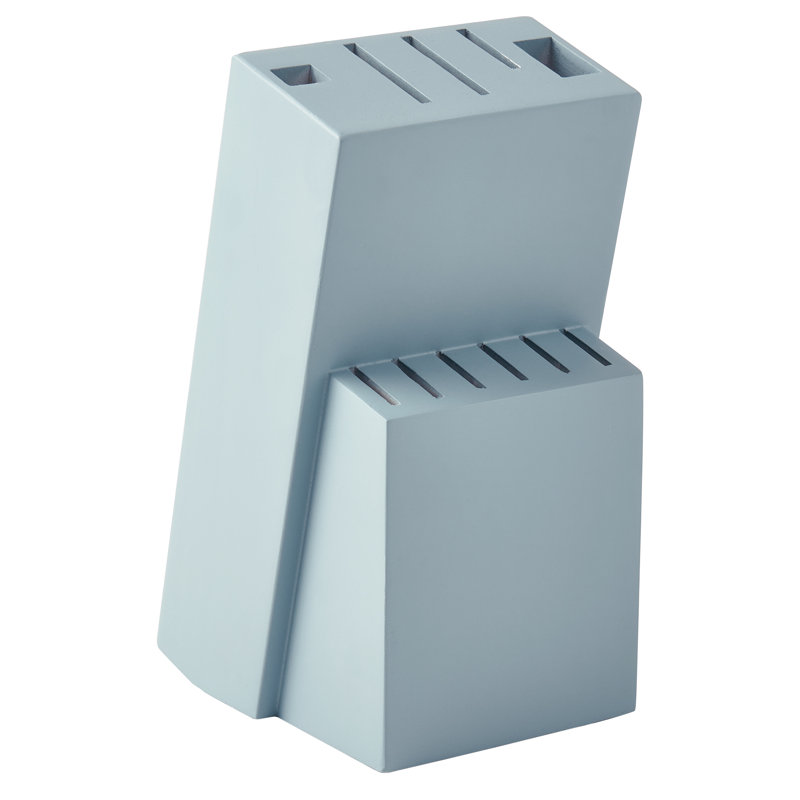 Ensemble de 12 couteaux de cuisine en acier inoxydable avec bloc de bois Basic Essentials, Bleu