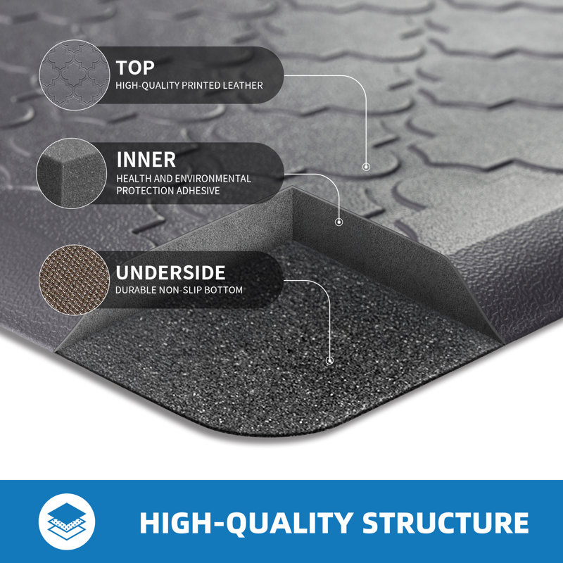 Dawnyelle Anti-fatigue Mat Non-Slip Kitchen Mat, Rectangle 17.3" x 29.5", Gray