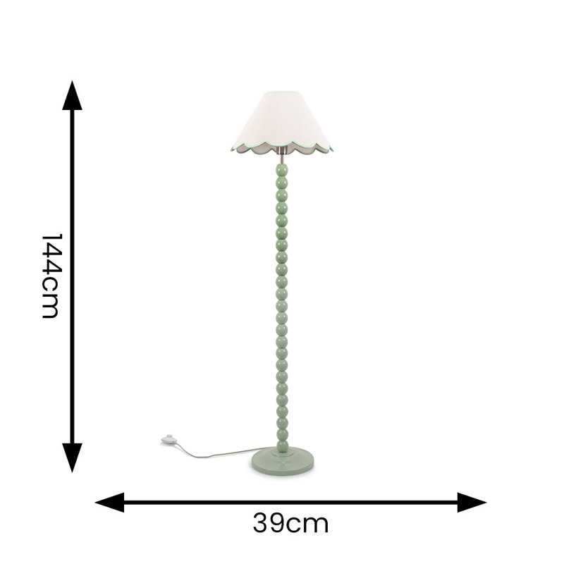 Bobbles 144cm Traditional Floor Lamp, White/Green, Sage Green