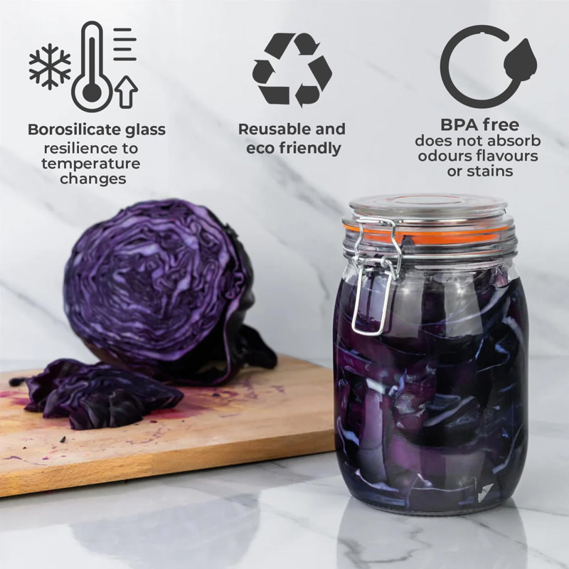 Glass Jar - Set of 3, 17cm H x 12cm W x 12cm D