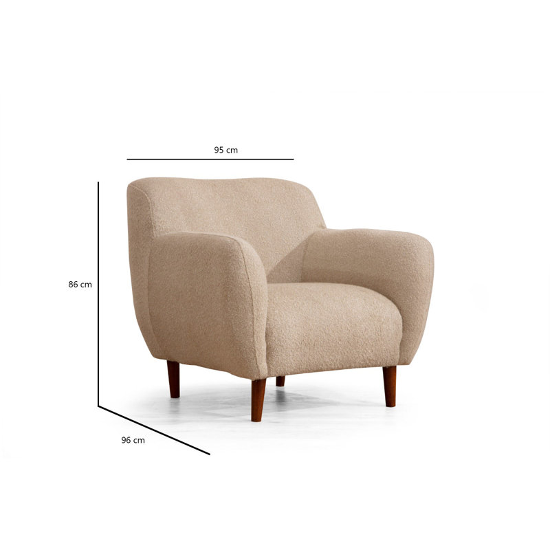 Fauteuil à oreilles Cappuccino, design moderne | 100% polyester, 37,4 po x 33,9 po x 37,8 po | Cadre en bois de hêtre et en bois aggloméré, comprend 2 coussins | Coussin fixe, nettoyable à sec, parfait pour le décor du salon et de l'hôtel
