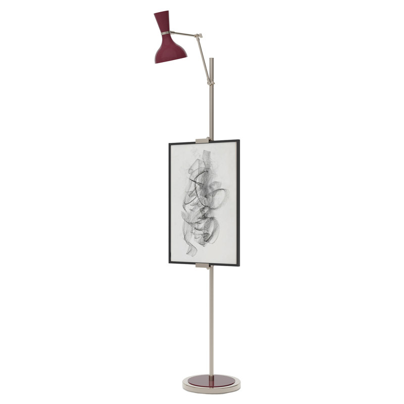 Lampe sur pied Clare, Nickel poli, Prune confite