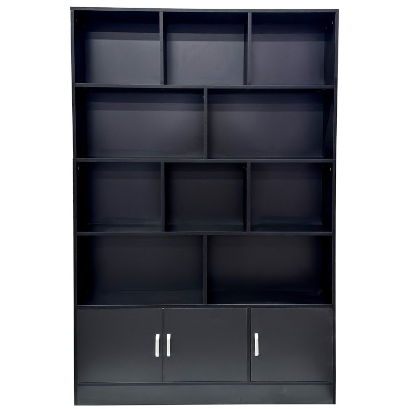 Bibliothèque 70,87 "de haut avec 10 cubes et 3 portes, bibliothèque à 4 niveaux