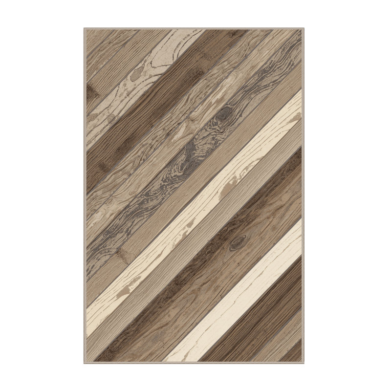 Tapis gris moelleux doux en bois rustique Cripsey, 8 x 10