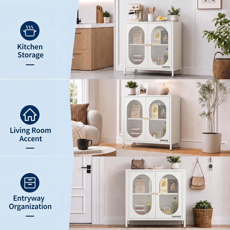 Locking Entryway Storage Cabinet Adjustable Shelf white