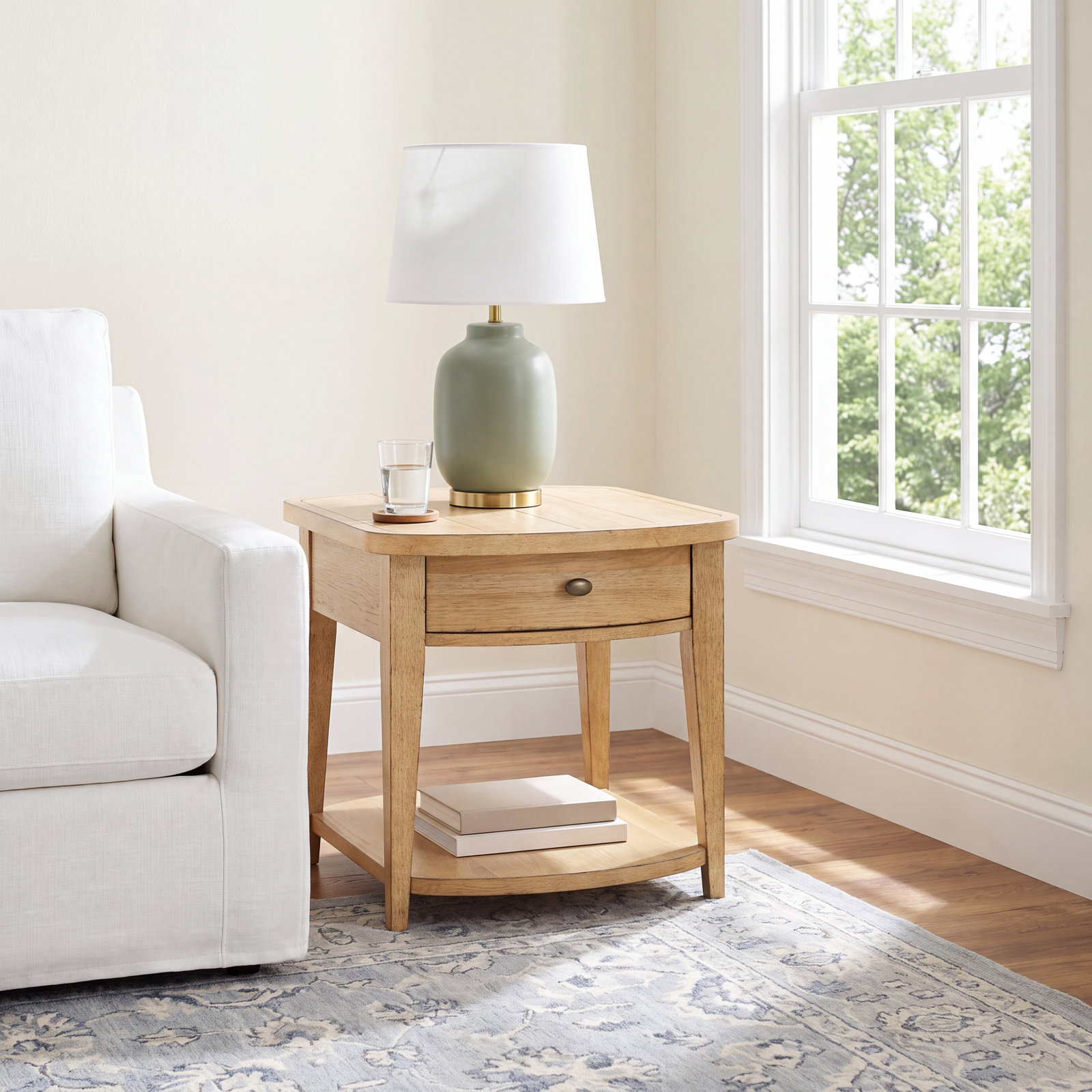 Mya End Table With Storage, Tan