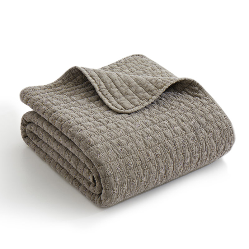 Eyelet Taupe Quilted Throw, Taupe