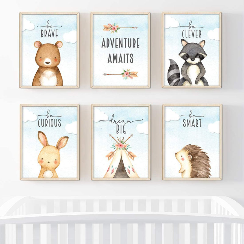 Tribal, ours raton laveur lapin, de rêve, adventure attend un ensemble de 6 pièces imprimé sur papier Danson