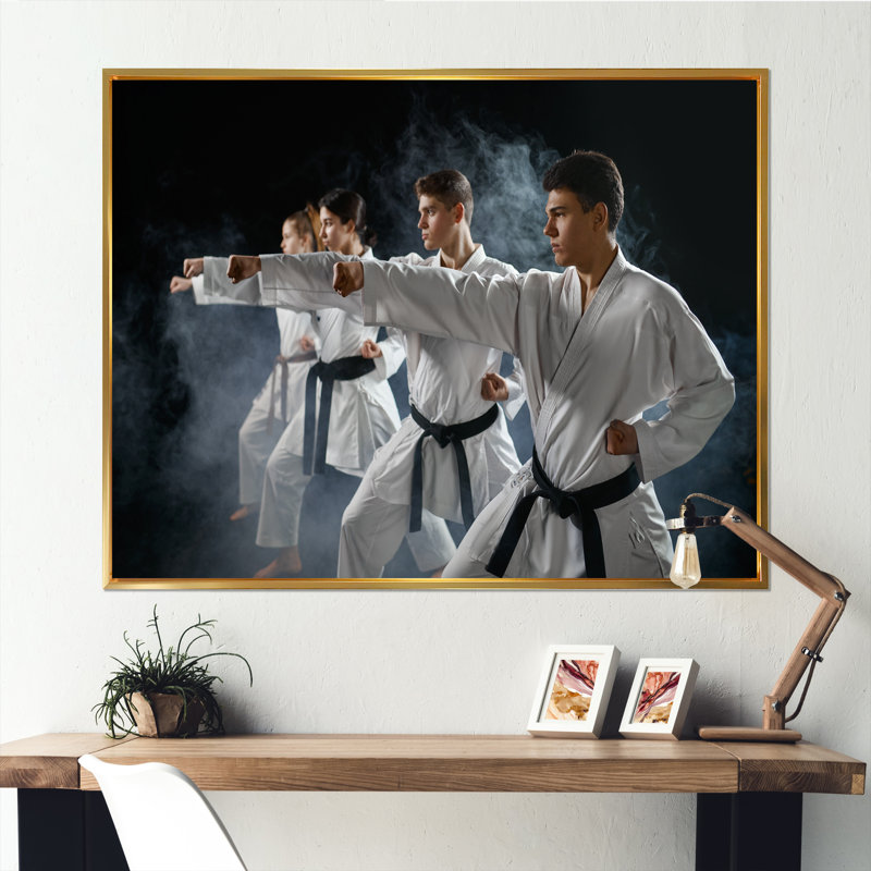 «Martial Arts Fight Fighting Studio I», reproduction sur toile, H 12 po x l 20 po x P 1 po, Cadre flottant doré