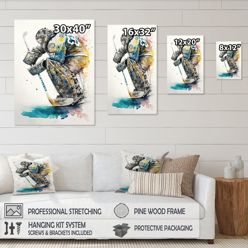 «Hockey Gardien on Ice pendant Play V», impression sur toile, H 32 po x l 24 po x P 1 po, Toile tendue