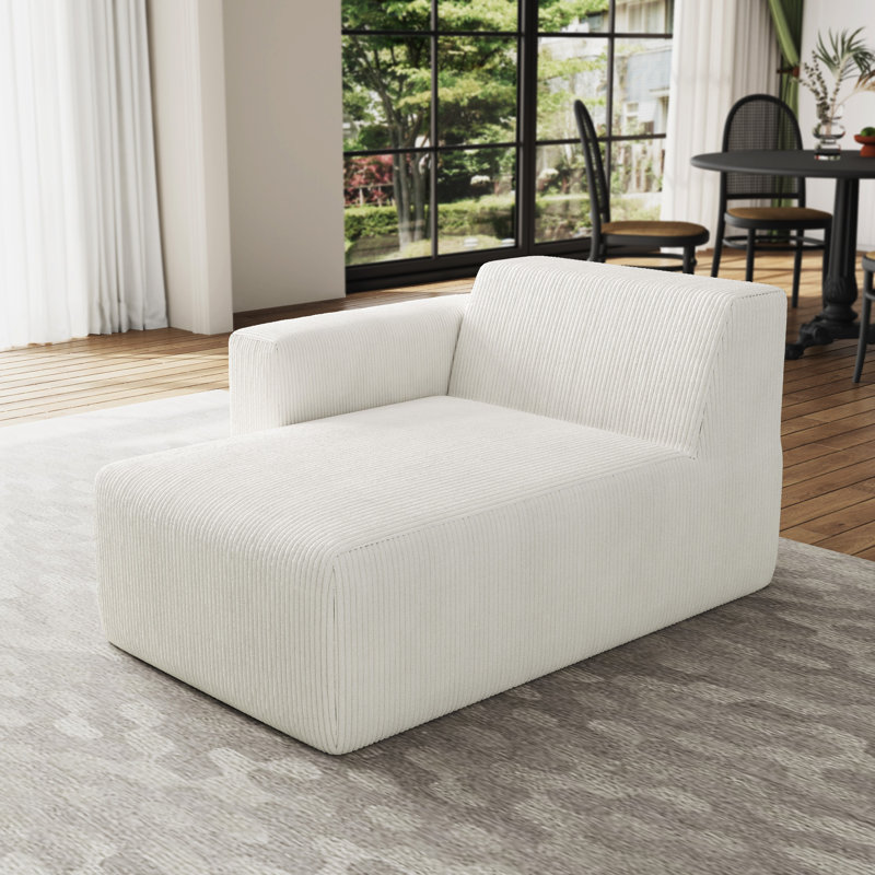 Upholstered Chaise Lounge, Left Hand Facing, Beige