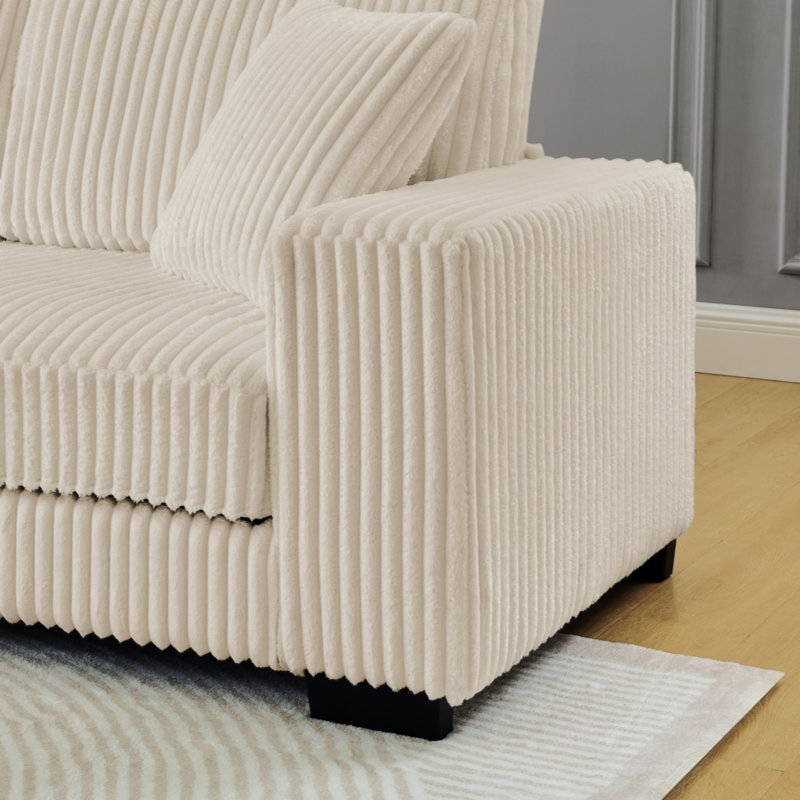 Canapé-lit modulaire rembourré en velours Corduroy, Beige