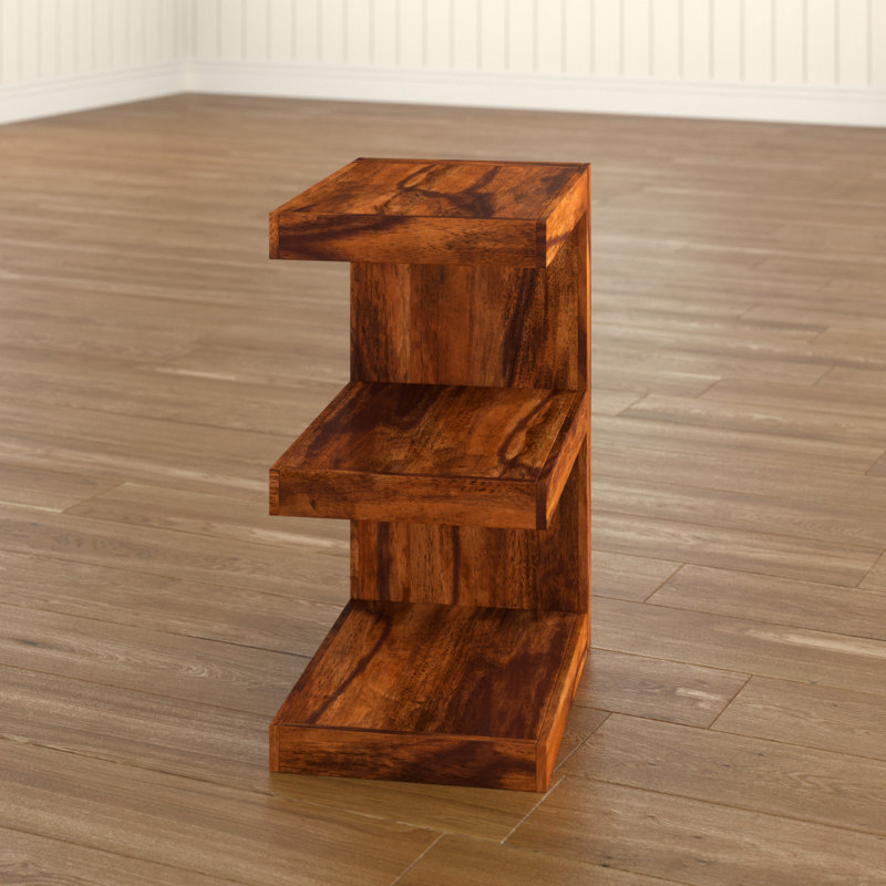 Mumbai Solid Wood Pedestal End Table, Sheesham