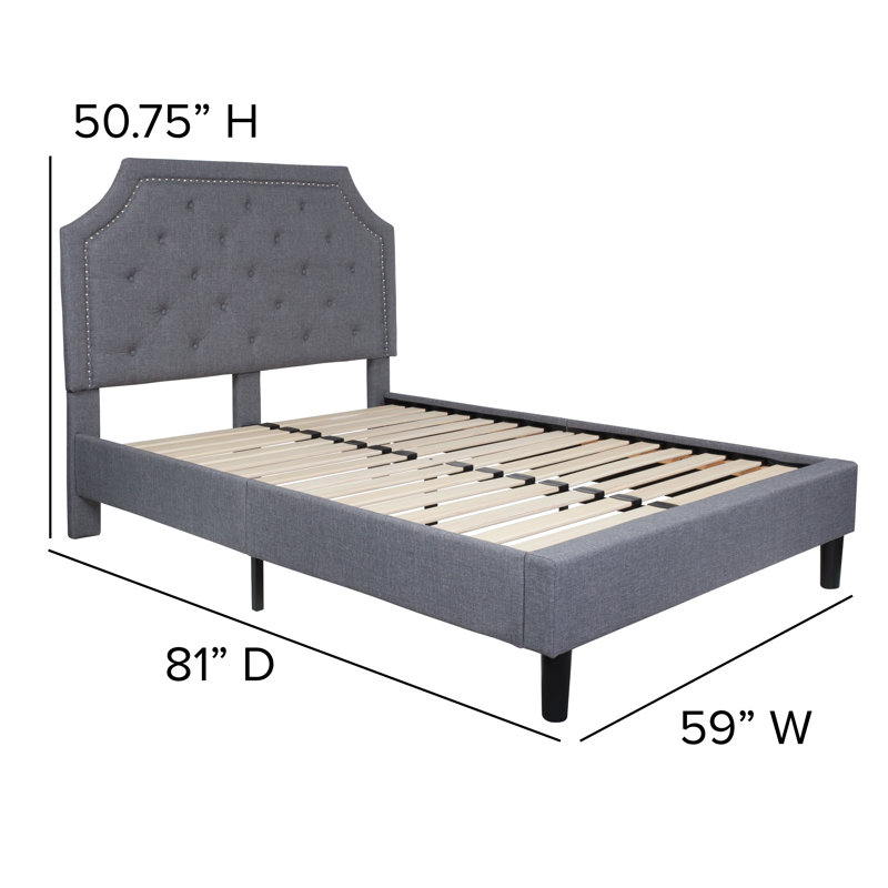 Aluino Tufted Platform Bed with 10 Inch Pocket Spring Mattress, Full, Light Gray