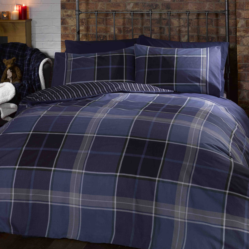 Goodrich Cotton Blend Duvet Cover with Pillowcases Included, Double Duvet Cover + 2 Standard Pillowcases, Grey