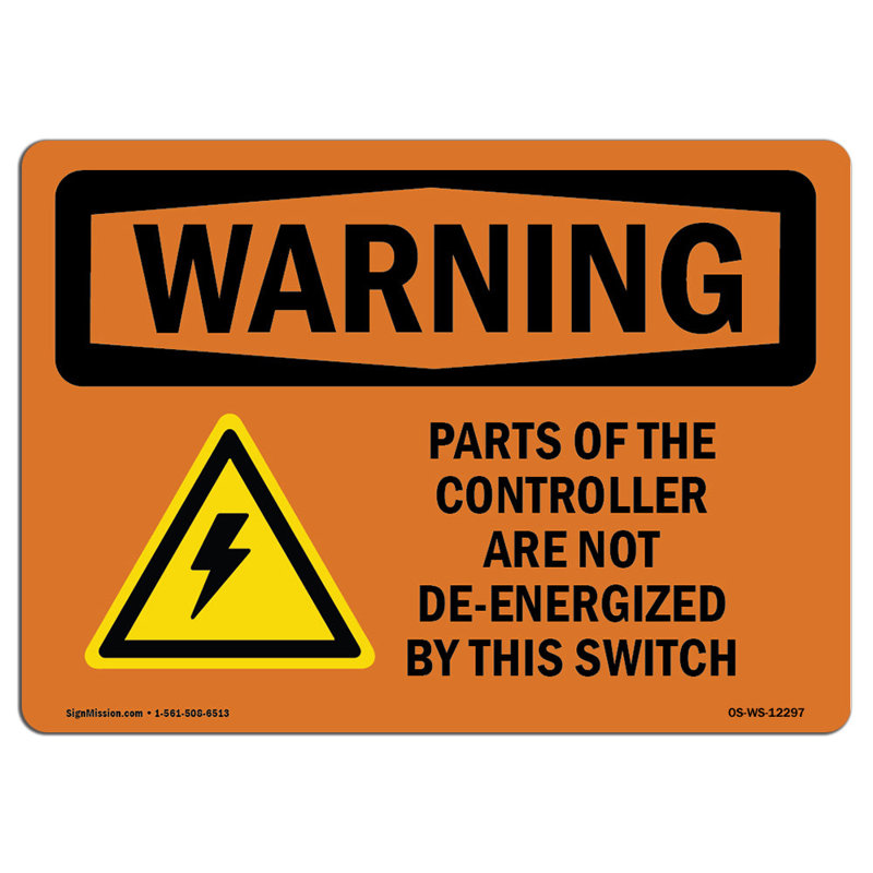 Osha Warning Sign, 18" H x 24" W x 0.1" D