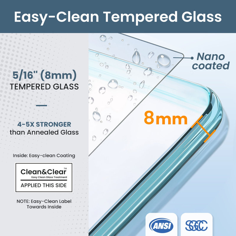 56"- 60" W x 76"H Single Sliding Frameless Shower Door, Sliding Door with 5/16" (8mm) Tempered Glass, Easy-Clean Nano Coating for Walk-in Shower, Smooth Quiet Glide, Oil Rubbed Bronze