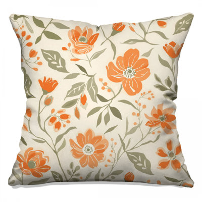 Coussins décoratifs à motif floral orange