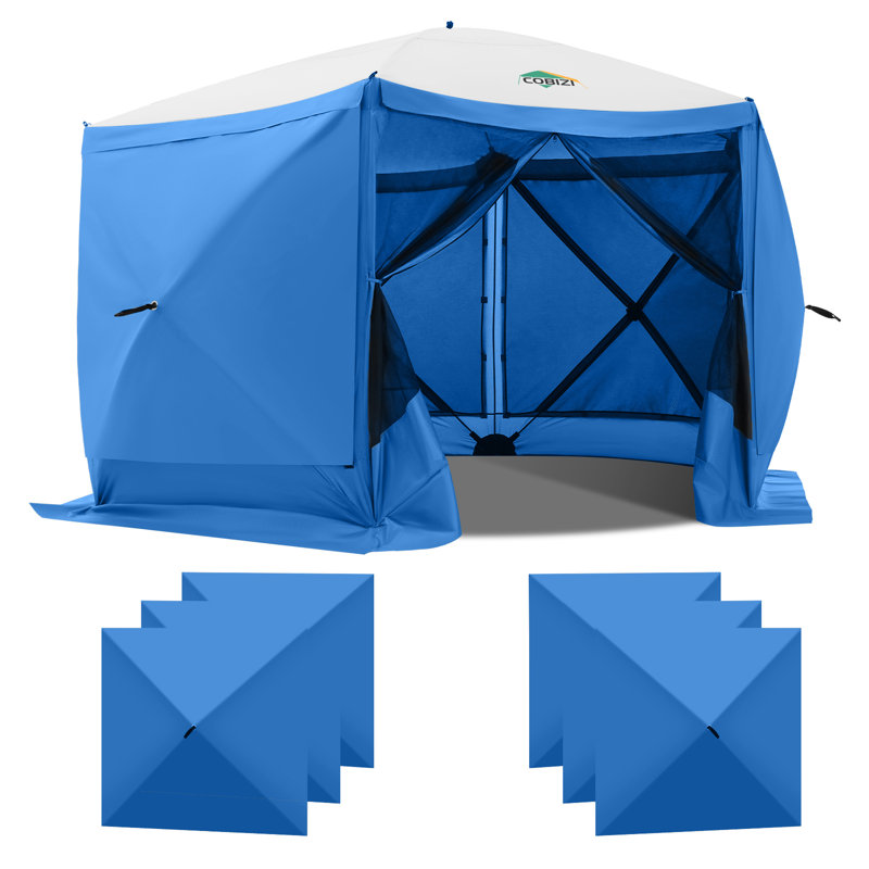 12x12FT Pop Up Gazebo Screen Tent Screen House for Camping, Screen Room with Mosquito Netting, Hub Tent Instant Screened Canopy with Carrying Bag and Ground Stakes